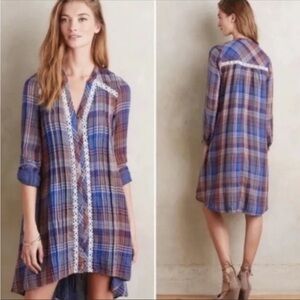Holding Horses Anthropologie Abita Plaid Dress Size Small